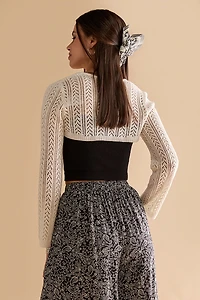 Dee Long Sleeve Front Tie Short Cardigan