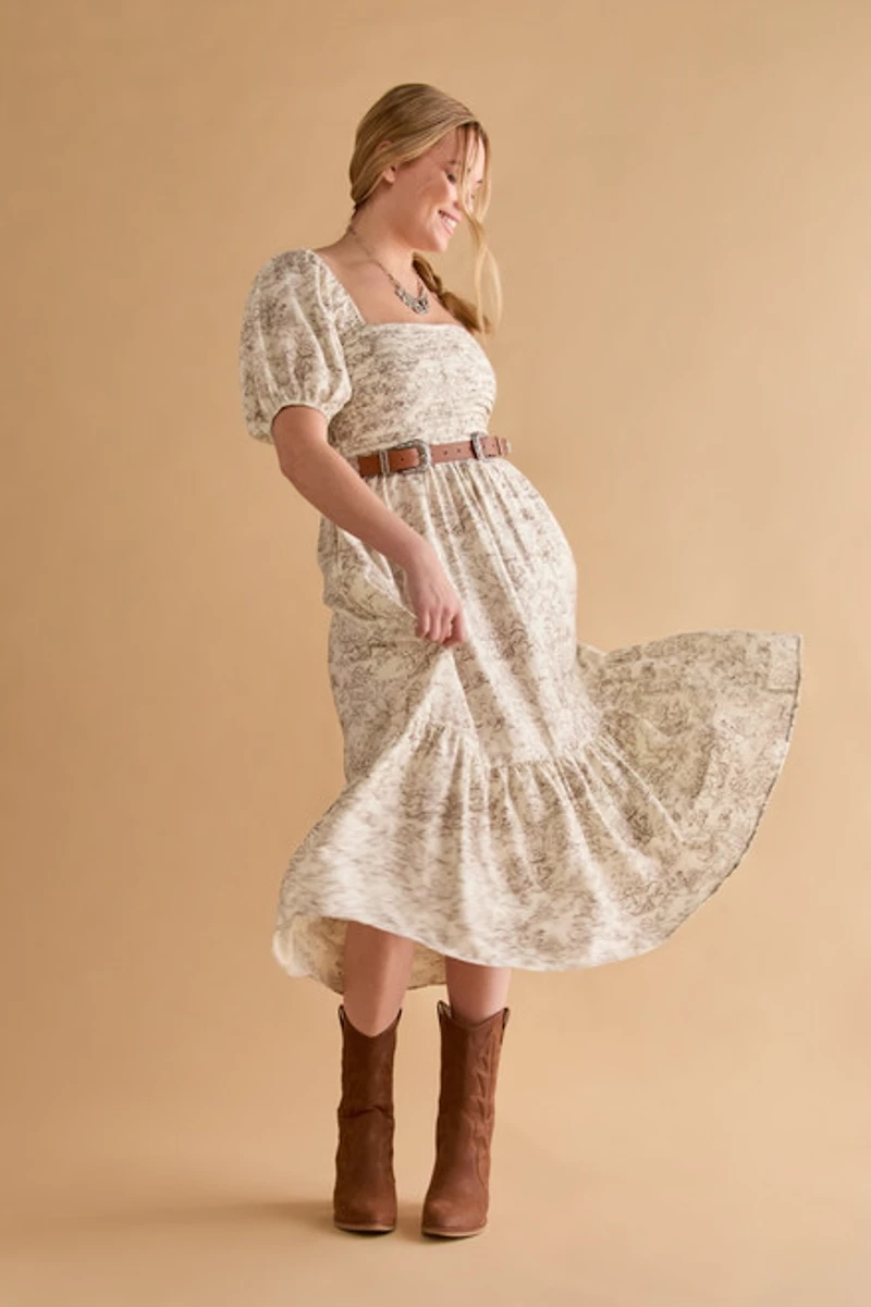Tisha Postcard Print Maxi Dress
