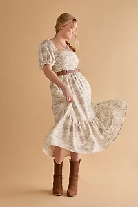 Tisha Postcard Print Maxi Dress