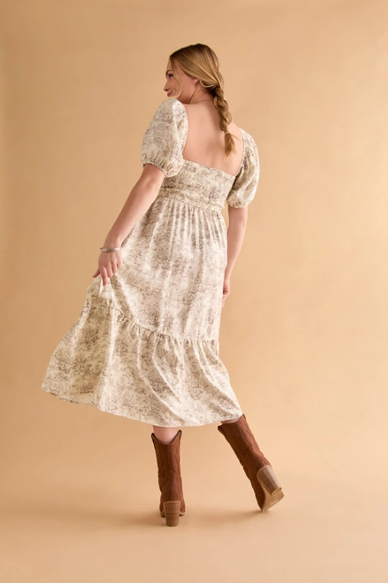 Tisha Postcard Print Maxi Dress