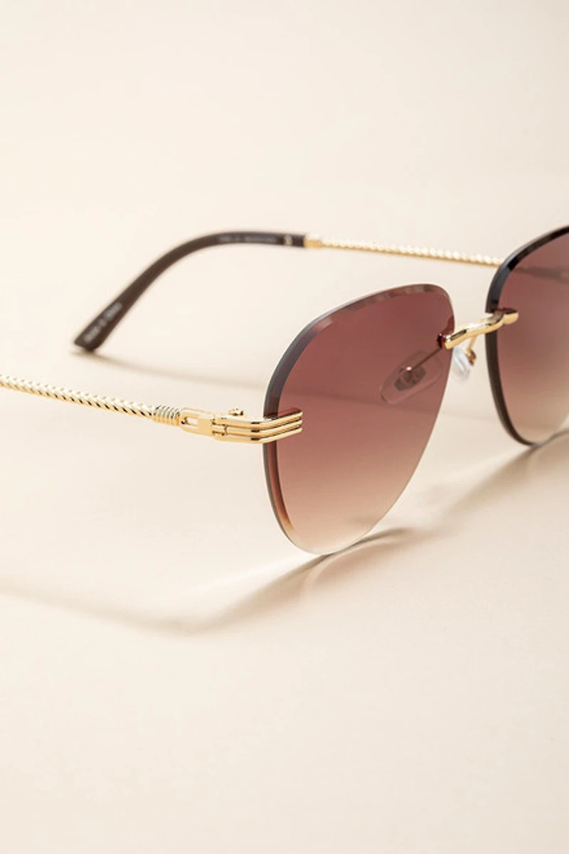 Lorraine Braided Handle Rimless Sunglasses