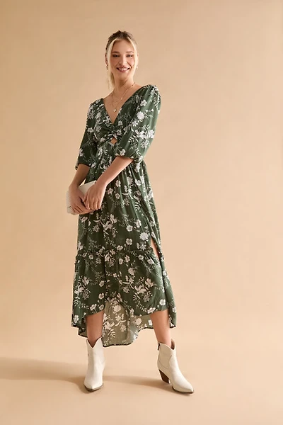 Tammy Front Twist Floral Midi Dress