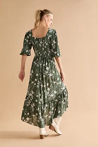 Tammy Front Twist Floral Midi Dress