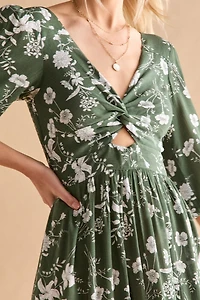 Tammy Front Twist Floral Midi Dress
