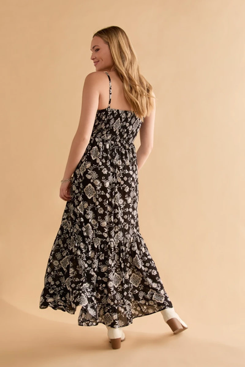 Alicia Front Twist Tiered Maxi Dress