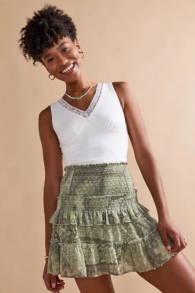 yummi by francesca's Lace Trim Tank Top