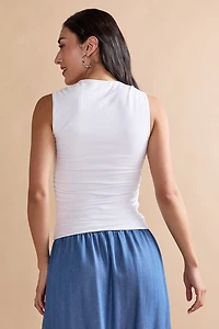 Katie Portrait Neckline Ruched Top