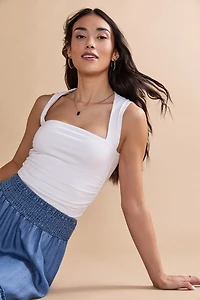 Katie Portrait Neckline Ruched Top