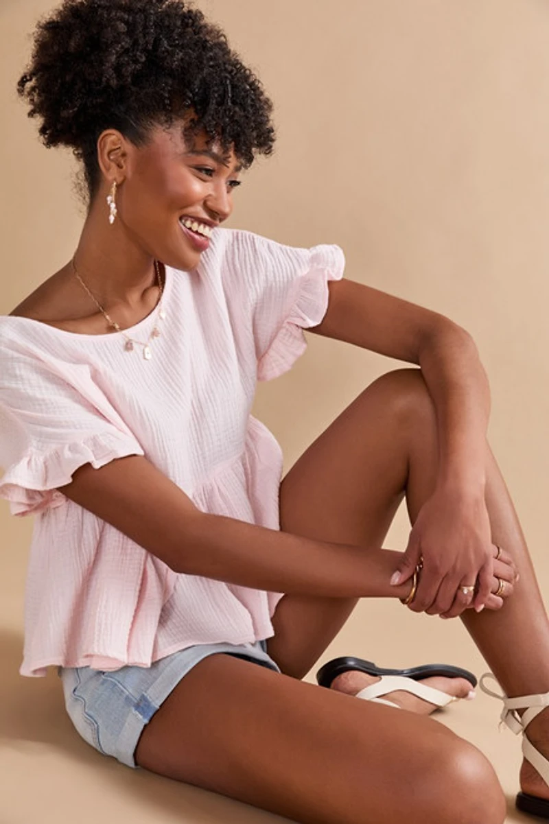 Erin Gauze Babydoll Blouse