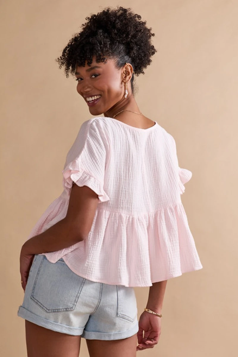 Erin Gauze Babydoll Blouse