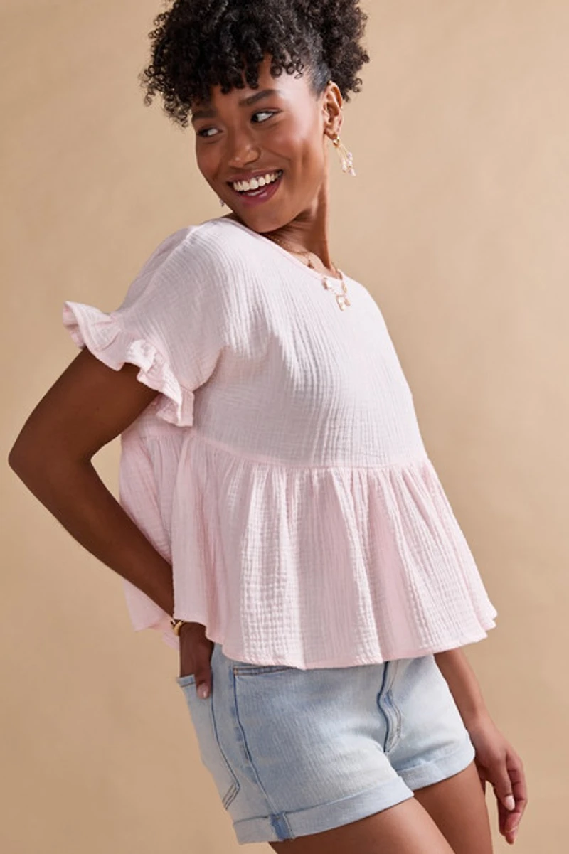 Erin Gauze Babydoll Blouse