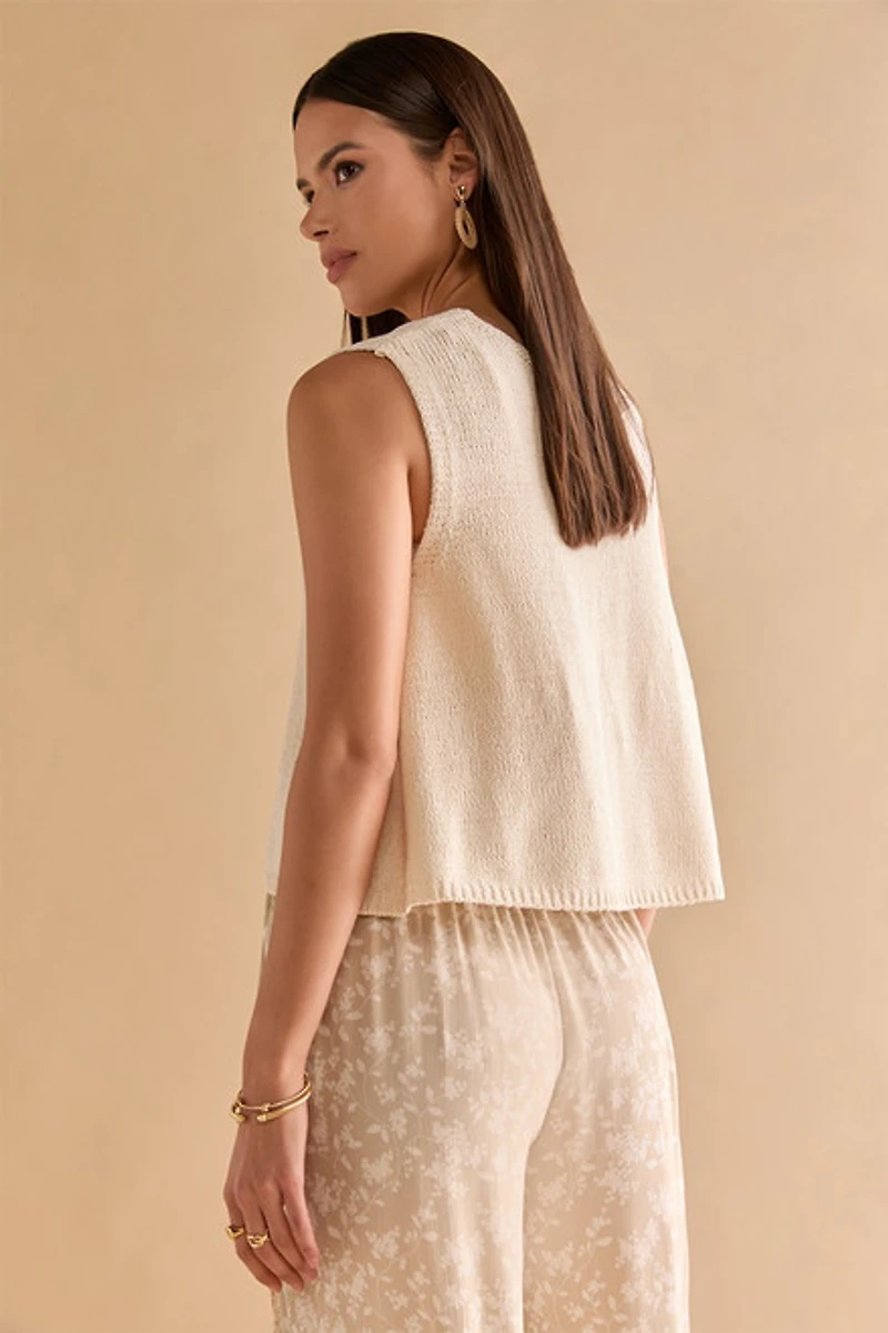 Emma Tie Front Sweater Tank Top