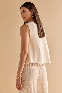 Emma Tie Front Sweater Tank Top