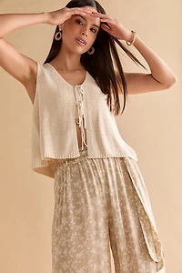 Emma Tie Front Sweater Tank Top