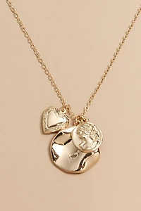 Lacy Coin and Locket Charm Necklace