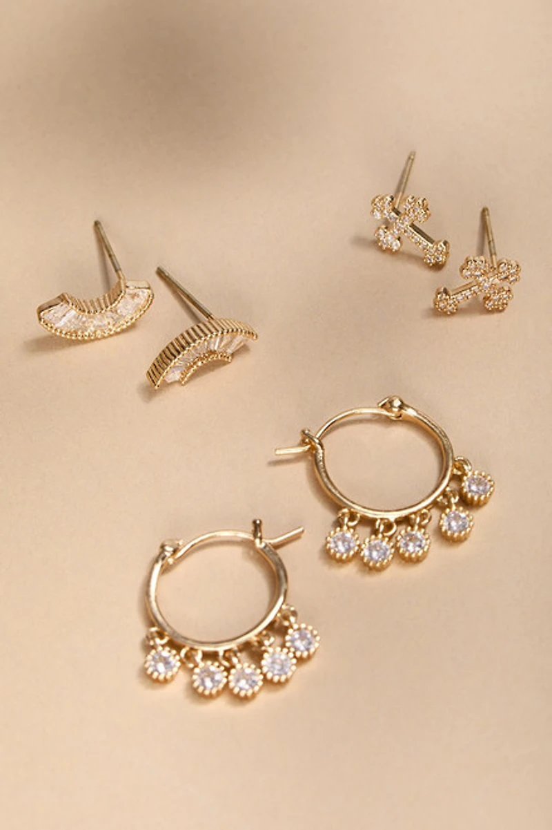 Etta Mixed Style Cross Earring Set