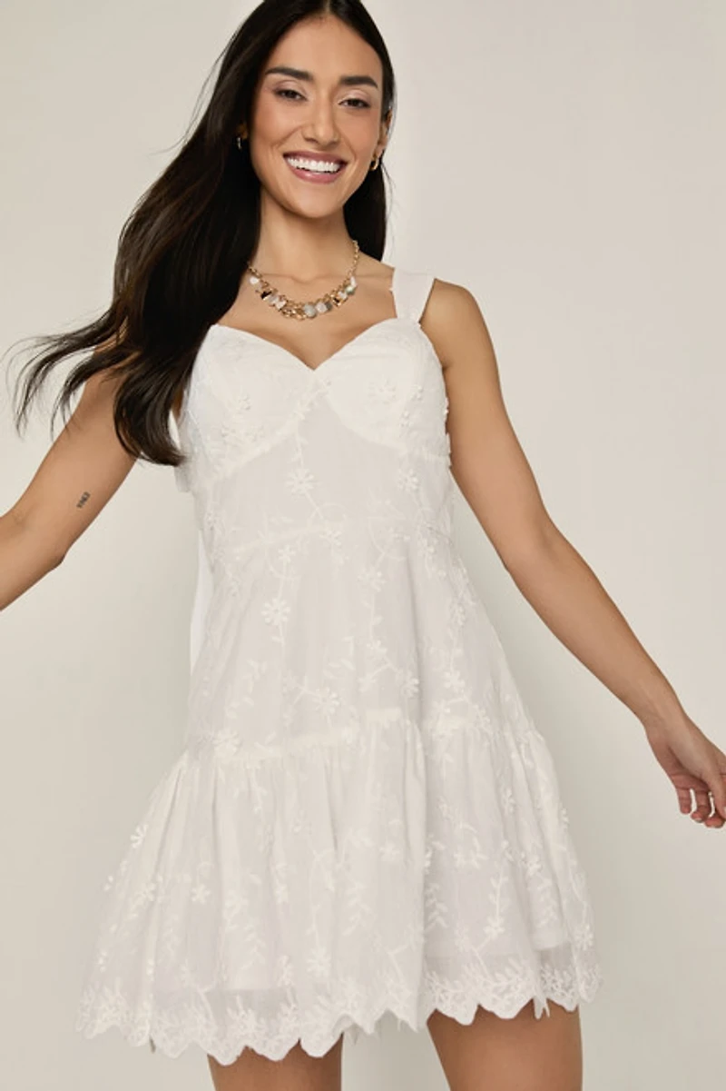 Lindsey Embroidered Mini Dress