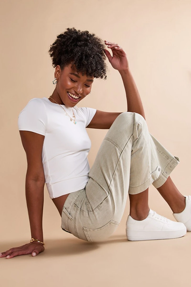Rachel Utility Straight Leg Ankle Jeans