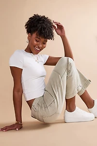 Rachel Utility Straight Leg Ankle Jeans