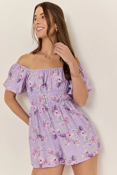 Margie Ruched Floral Romper