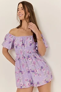 Margie Ruched Floral Romper
