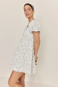 Kathy Pleated Floral Mini Dress