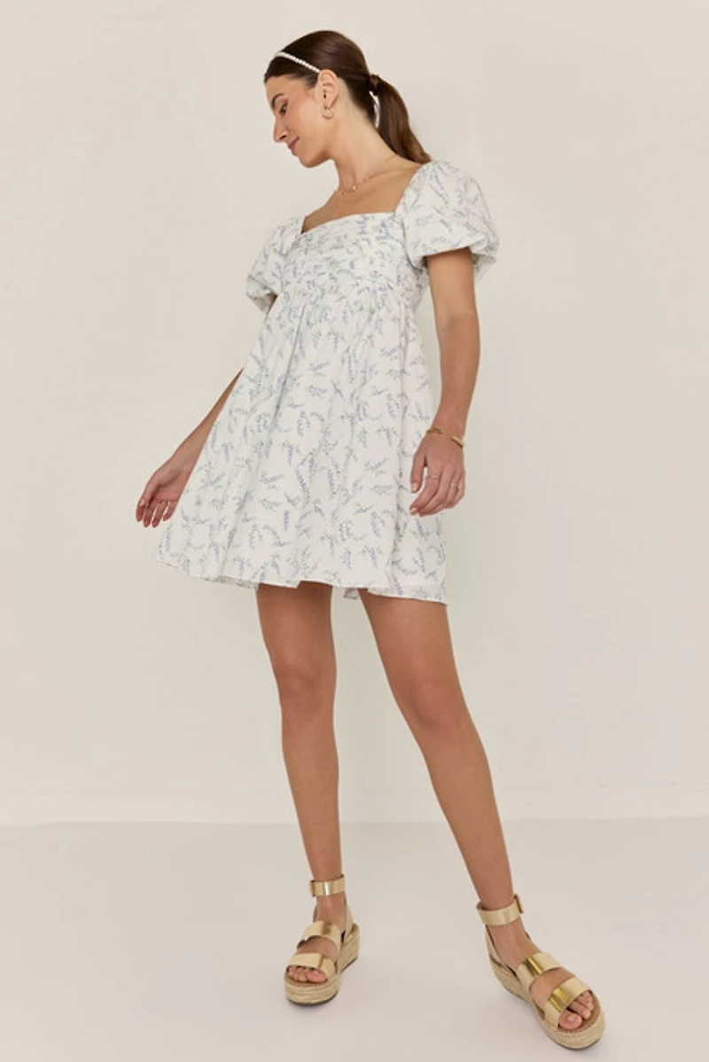 Kathy Pleated Floral Mini Dress