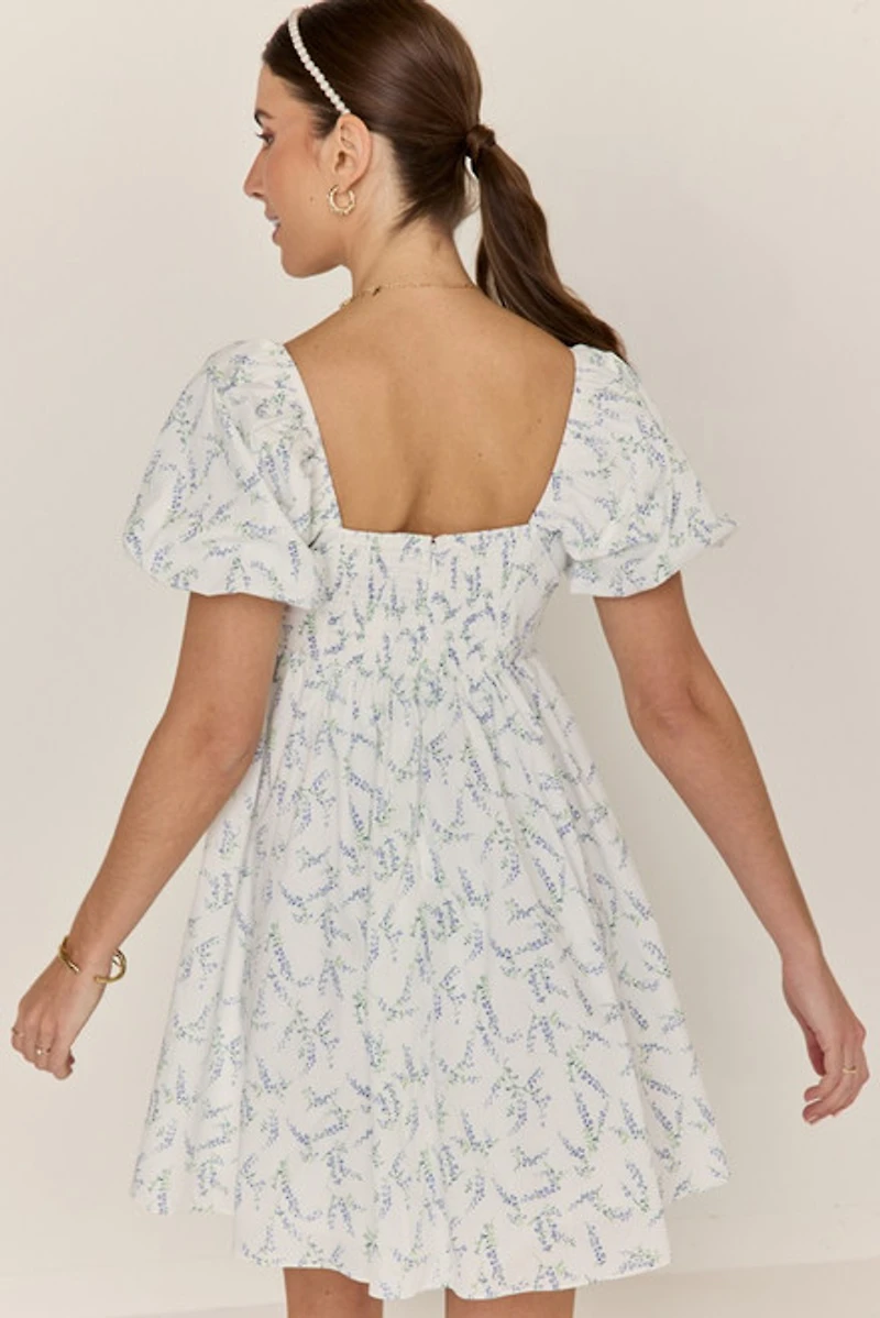 Kathy Pleated Floral Mini Dress