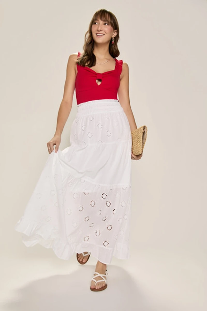 Phoebe Eyelet Maxi Skirt