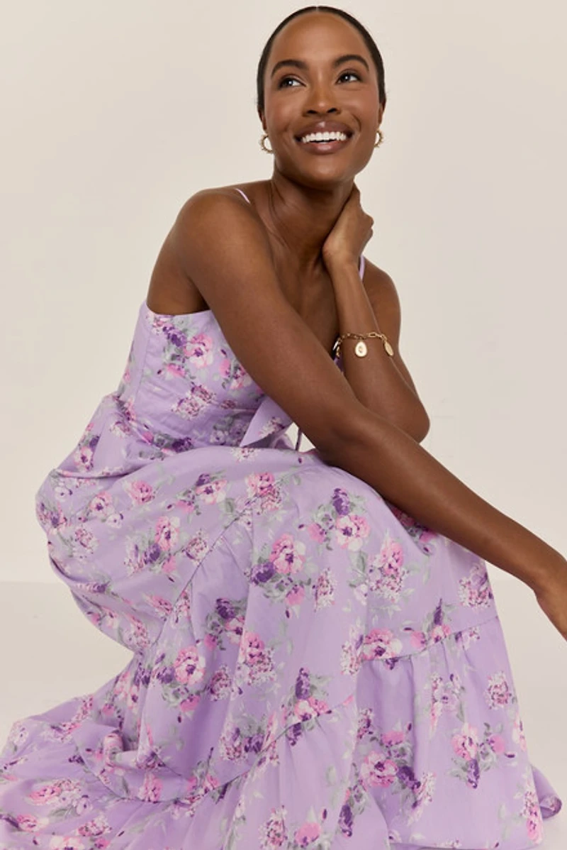 Nicole Tie Front Floral Maxi Dress