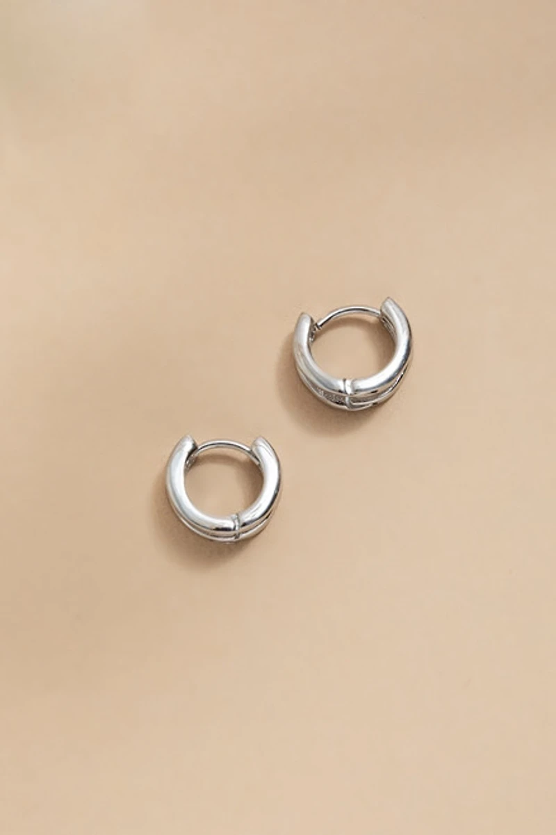 Kim Stainless Steel Micro Double Huggie Hoop Earrings