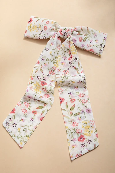 Annabelle Floral Bow With Tails Hair Barrette