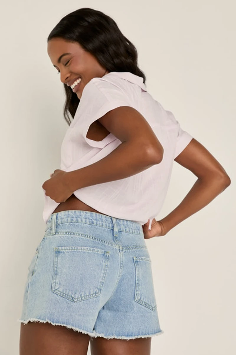 Gale Frayed Hem Denim Shorts