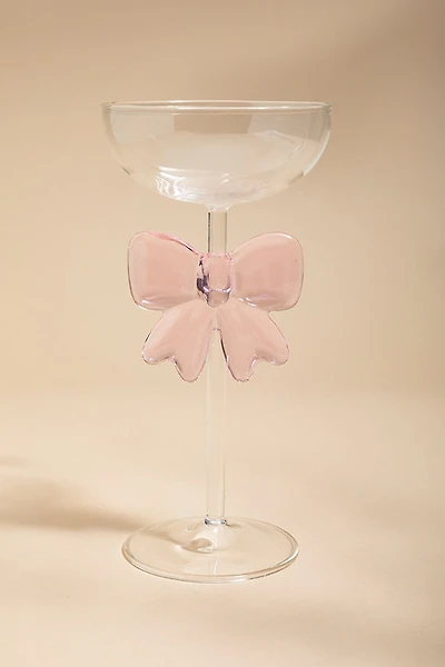 Pink Bow Stem Coupe Cocktail Glass