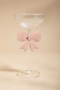 Pink Bow Stem Coupe Cocktail Glass