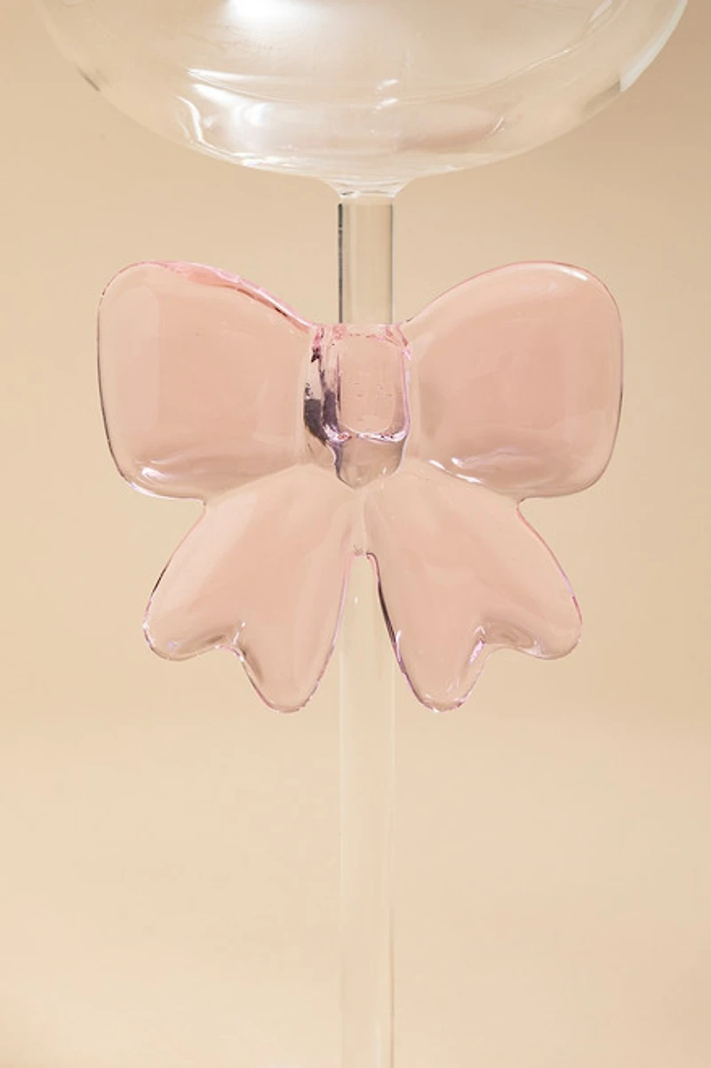 Pink Bow Stem Coupe Cocktail Glass