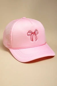 Meghan Embroidered Bow Trucker Baseball Cap