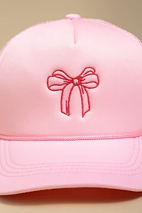 Meghan Embroidered Bow Trucker Baseball Cap