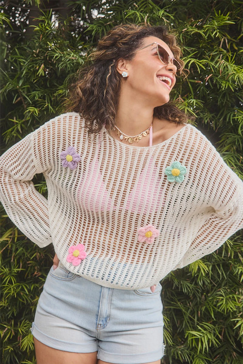 Ramona Daisy Embroidered Pullover Sweater