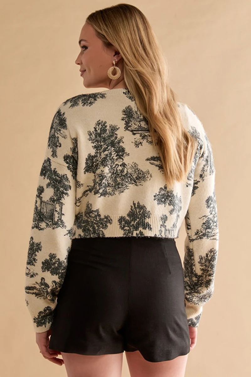 Dory Postcard Print Crop Pullover Sweater