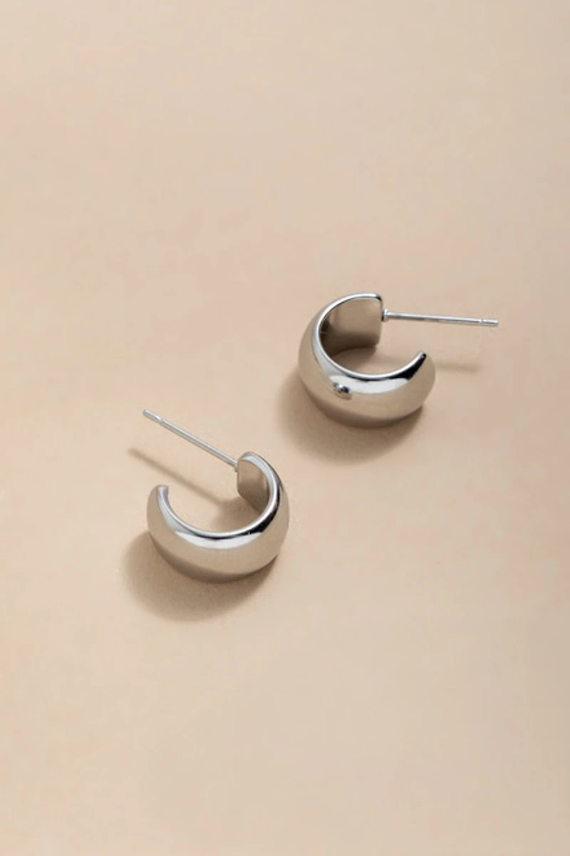 Tia Stainless Steel Bold Huggie Hoop Earrings