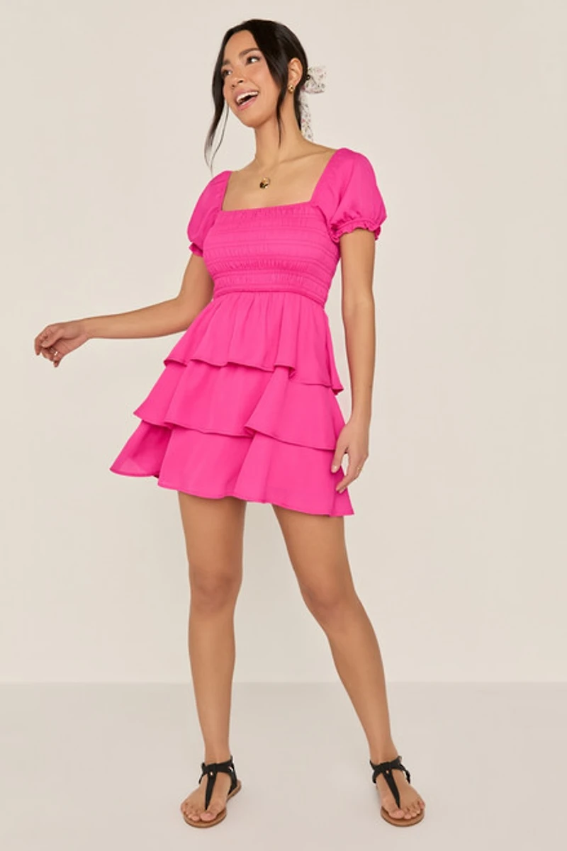 Judith Smocked Tiered Mini Dress