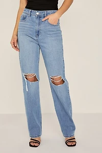 Hanna Destructed Mom Jeans