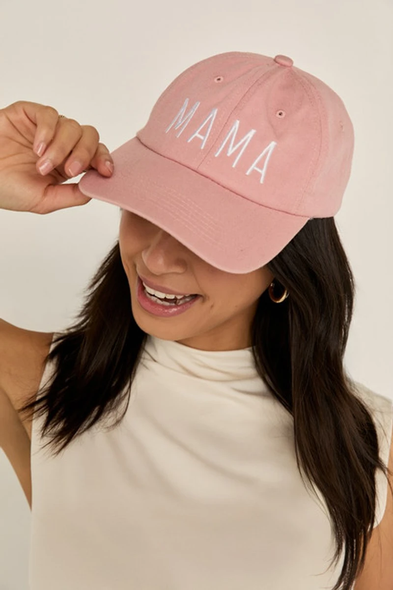 Mama Embroidered Script Baseball Cap