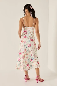 Kristie Lace Trim Floral Midi Dress