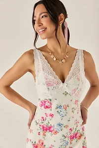 Kristie Lace Trim Floral Midi Dress