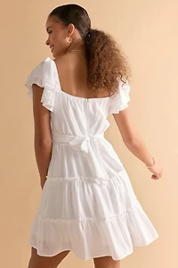 Tessa Ruffle Sleeve Tiered Mini Dress