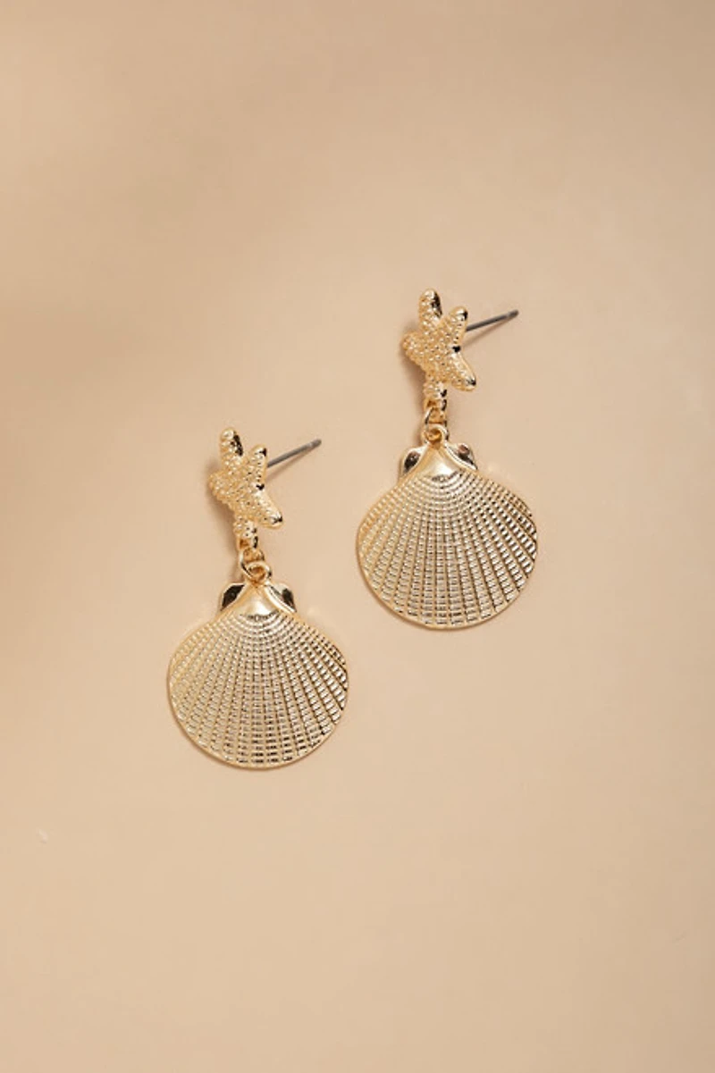 Lara Starfish Shell Drop Earrings