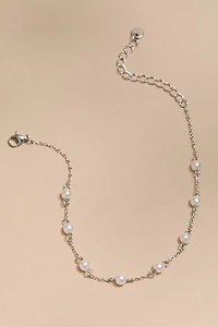Annie Stainless Steel Pearl Station Anklet