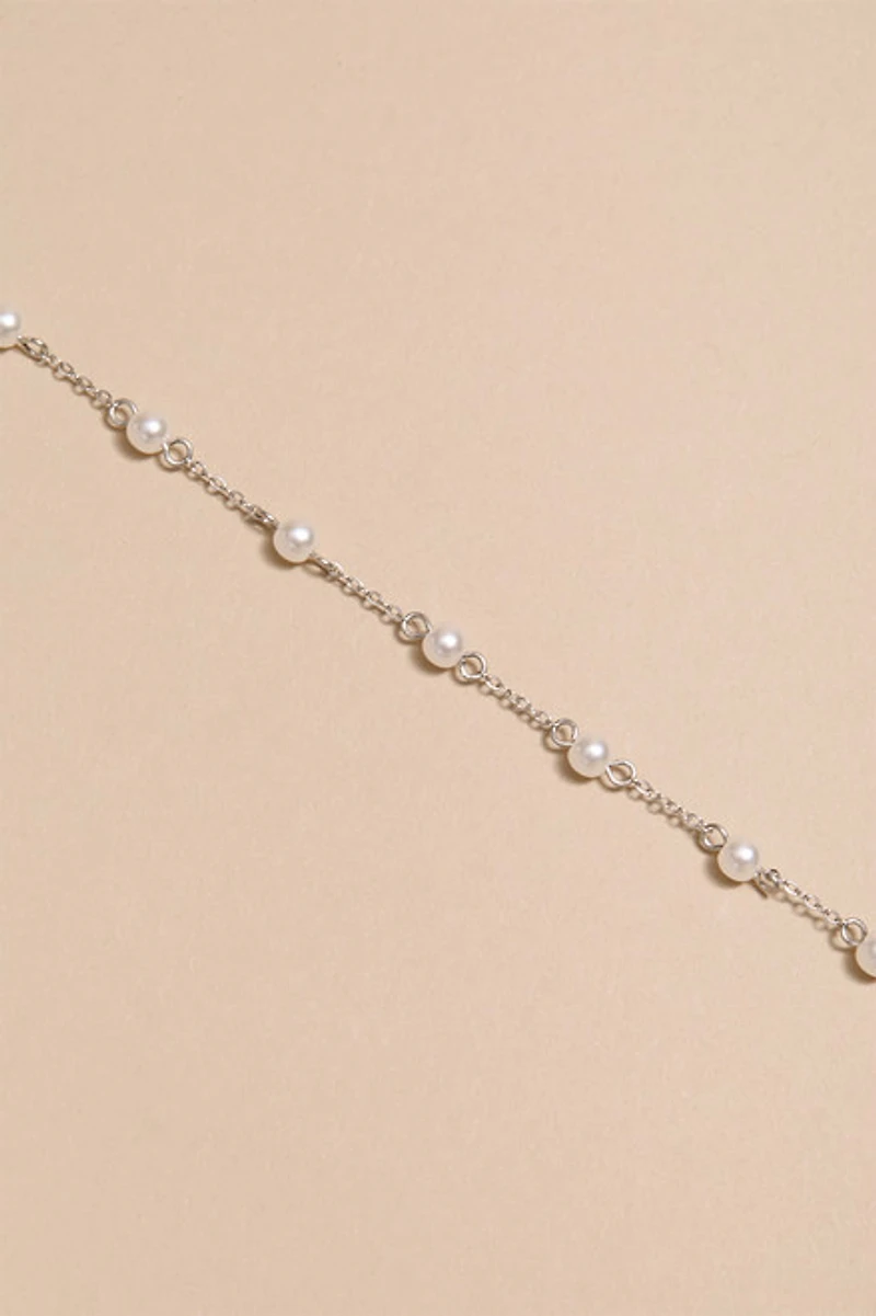 Annie Stainless Steel Pearl Station Anklet